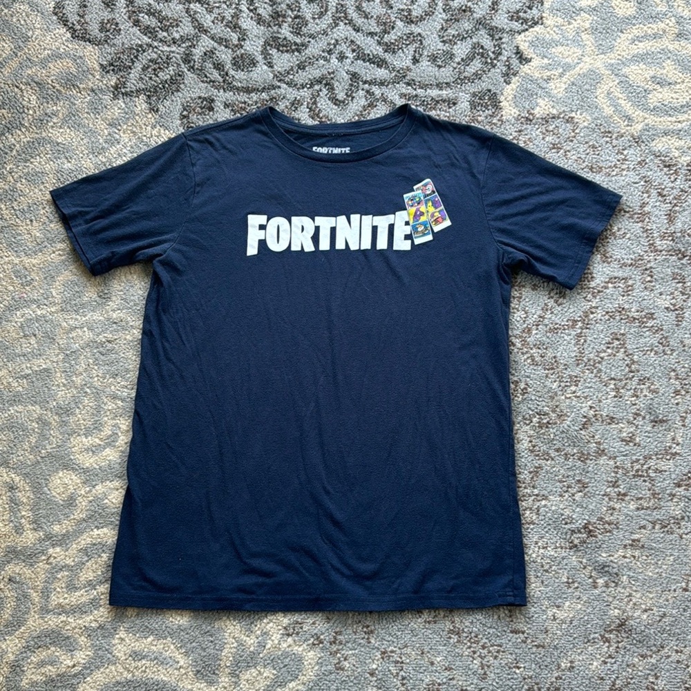 Fortnite Logo Photo Strip Tee Navy Boys 2X